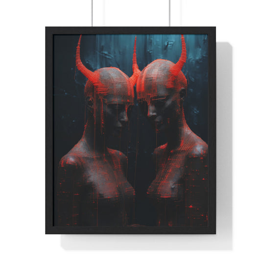 "AI Overlords - Twins"  16" X 20" Framed Print